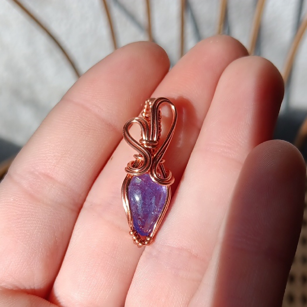 Elegant Purple Wire-Wrapped Pendant
